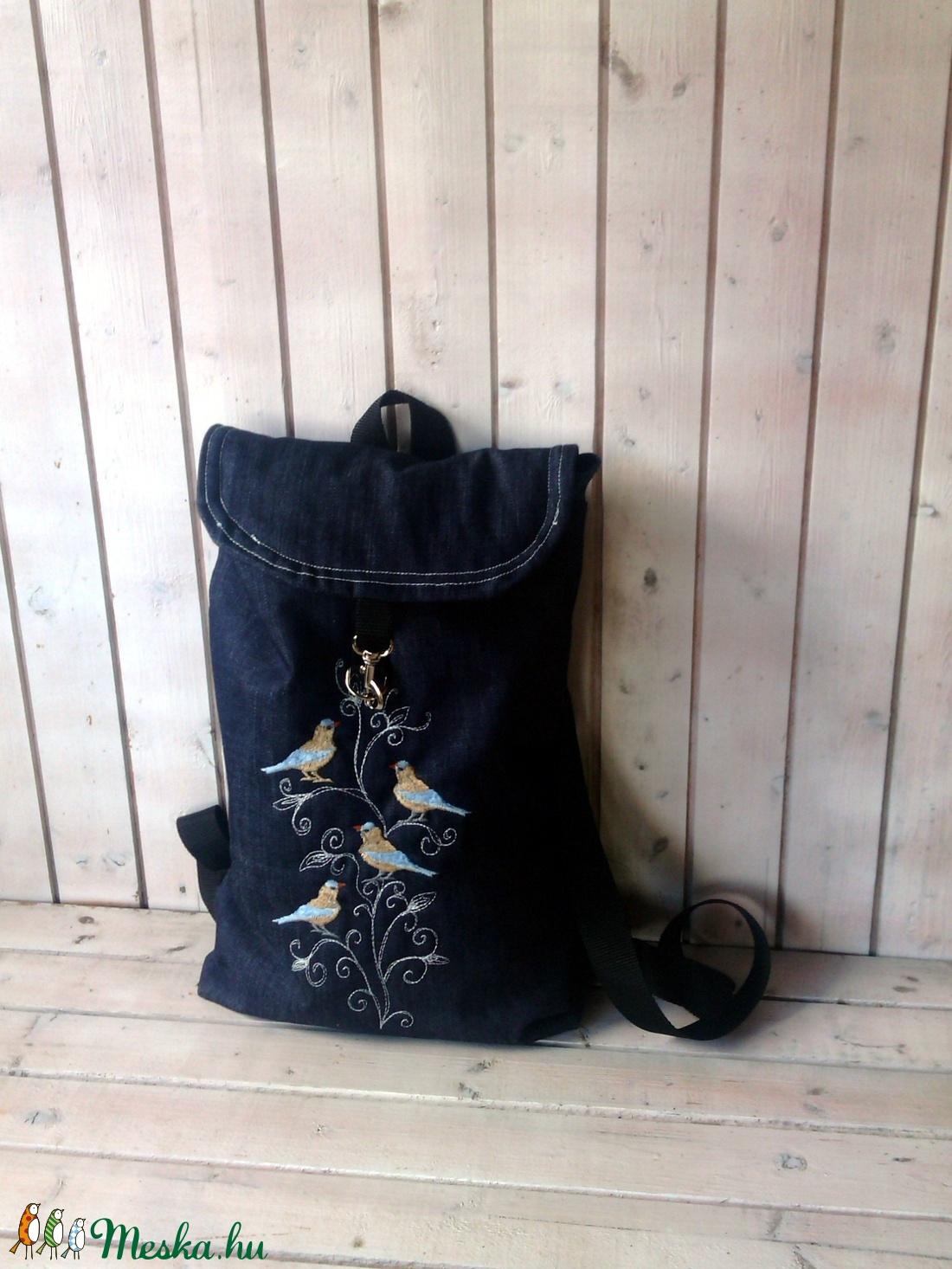 Madaras hátizsák, farmer hátizsák, női sötétkék farmer hátizsák. -  - Meska.hu