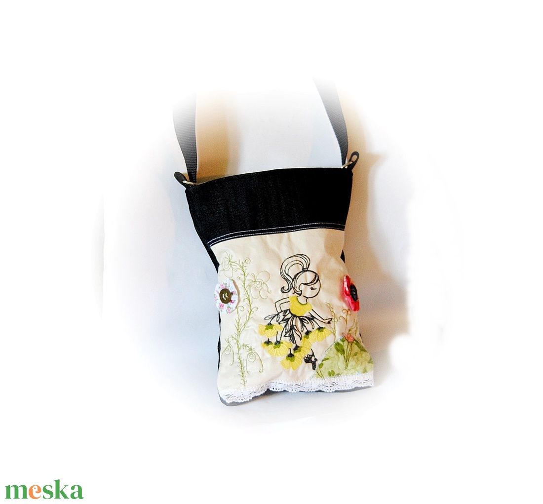 Tavirózsa- festett táska - táska & tok - kézitáska & válltáska - válltáska - Meska.hu