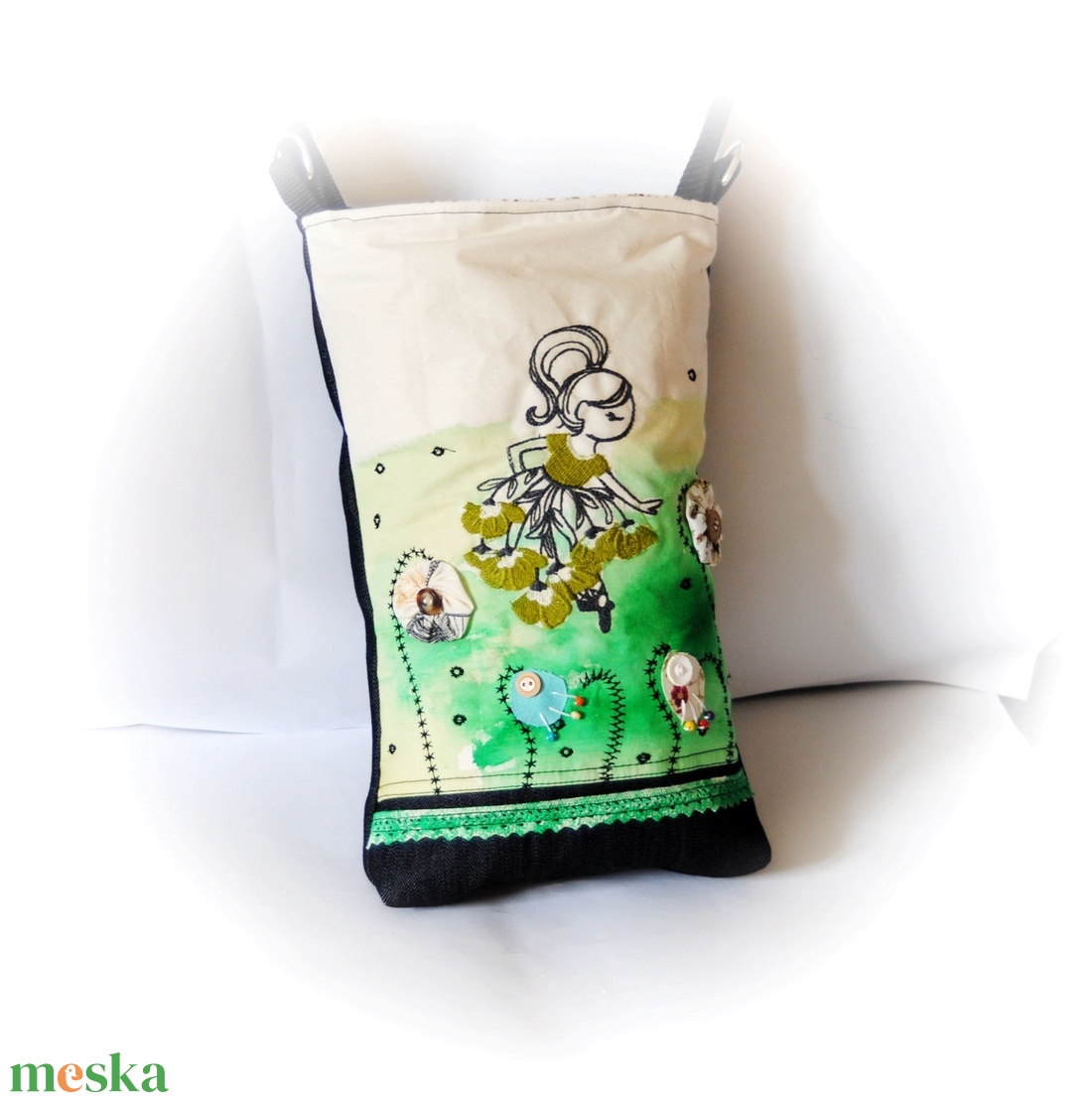 Tavirózsa 1.0- festett táska - táska & tok - kézitáska & válltáska - vállon átvethető táska - Meska.hu