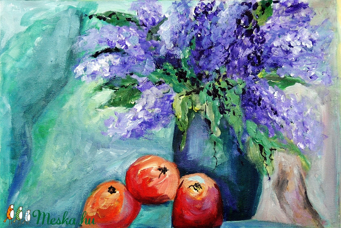 Orgona- narancsokkal- akrill  festmény - művészet - festmény - akril - Meska.hu