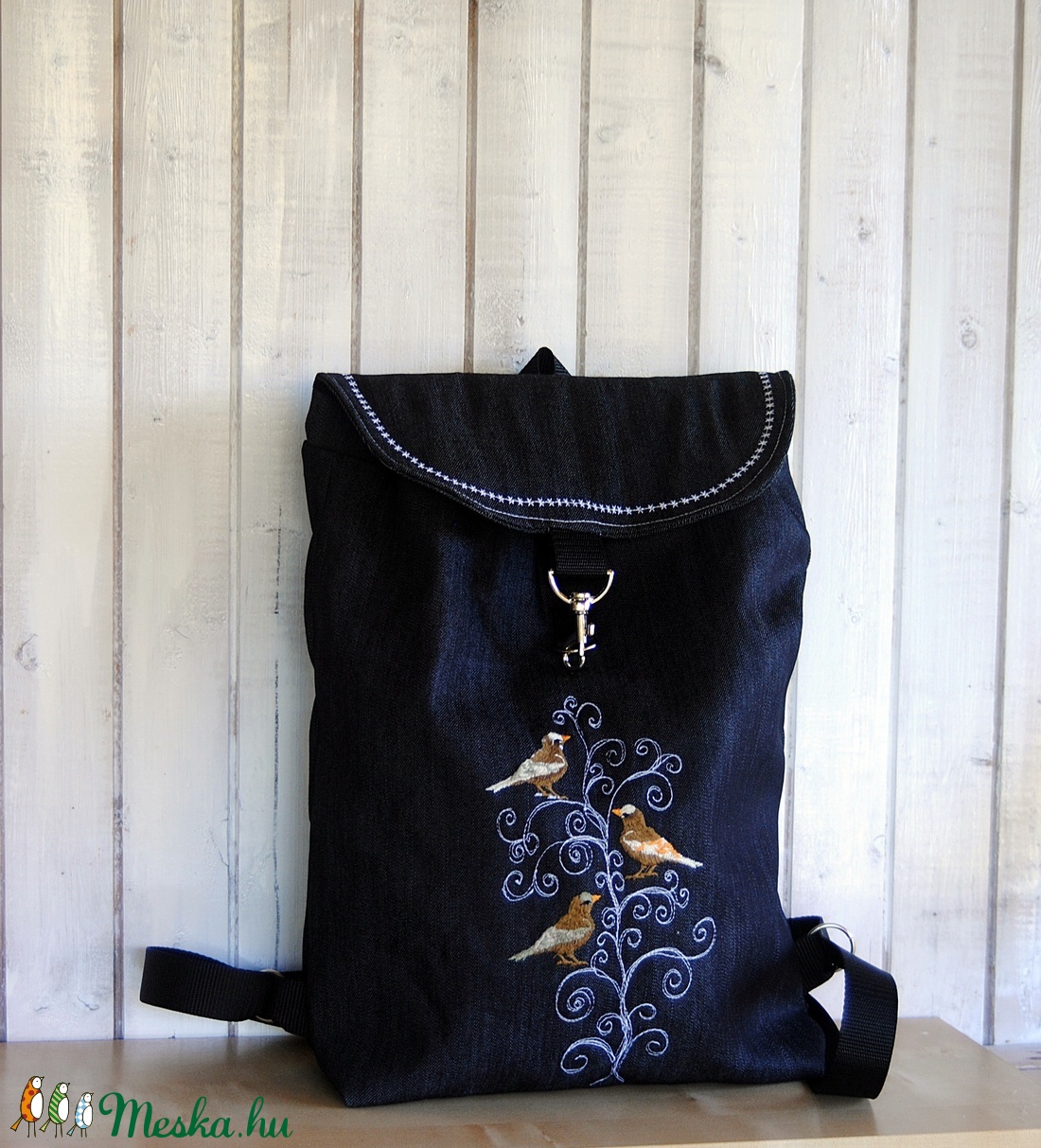 Madaras hátizsák, farmer hátizsák, női sötétkék farmer hátizsák. -  - Meska.hu