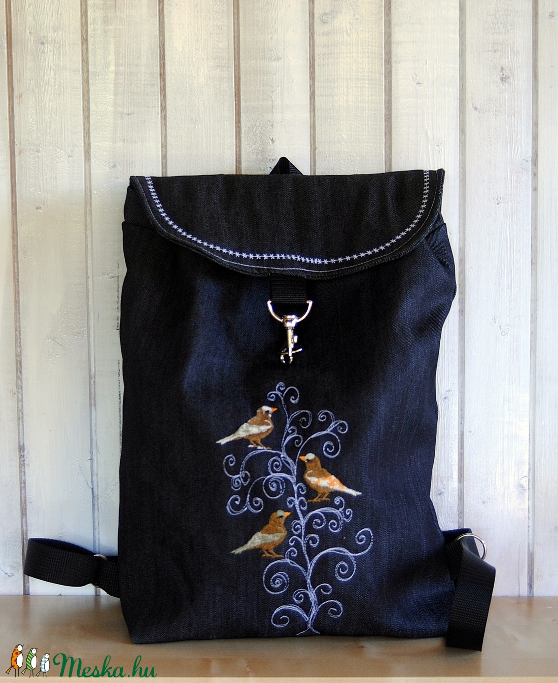 Madaras hátizsák, farmer hátizsák, női sötétkék farmer hátizsák. -  - Meska.hu