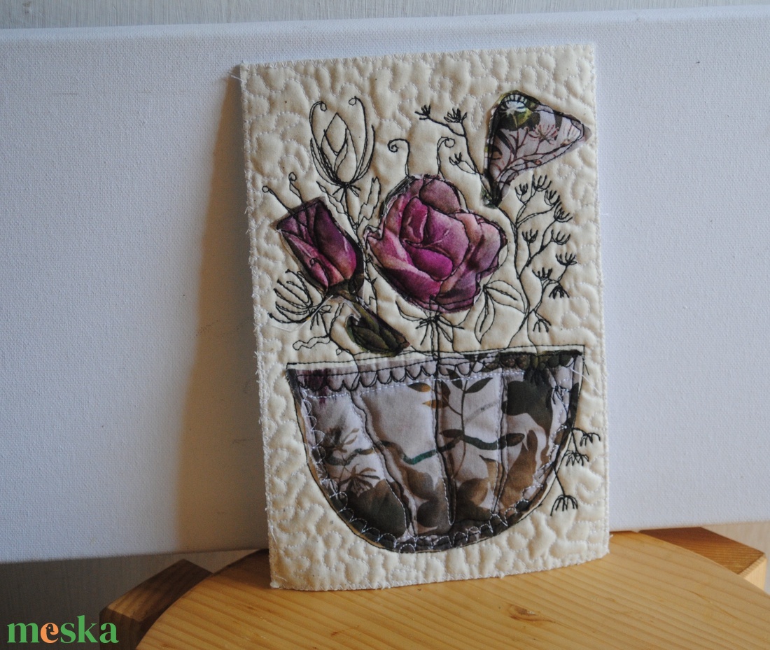 Textilkép- házikós kép, selyem- festett-kép - művészet - festmény - festmény vegyes technika - Meska.hu