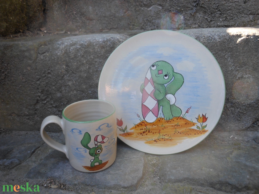 Nyuszis gyermek szett - otthon & életmód - konyhafelszerelés, tálalás - tálalás - tányér & étkészlet - Meska.hu