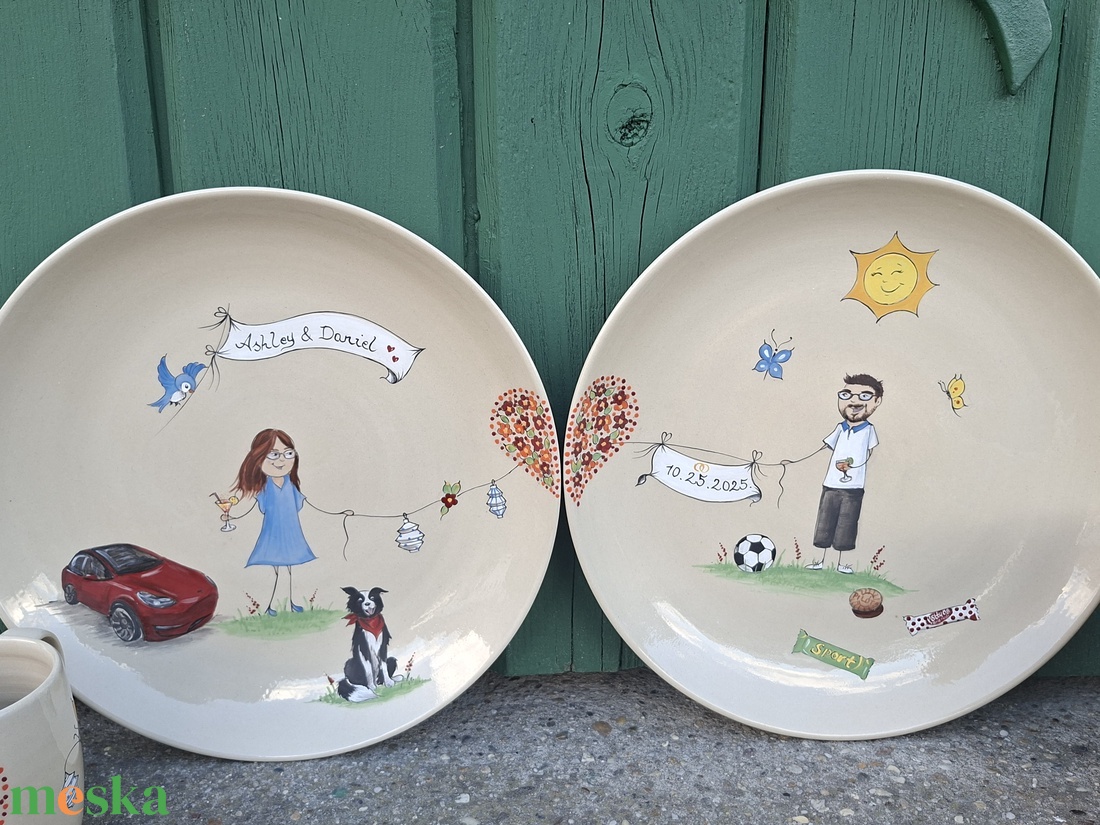 Mókás esküvői készlet - otthon & életmód - konyhafelszerelés, tálalás - tálalás - tányér & étkészlet - Meska.hu