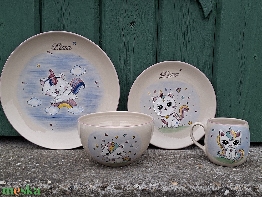 Unikornis cica - otthon & életmód - konyhafelszerelés, tálalás - tálalás - tányér & étkészlet - Meska.hu