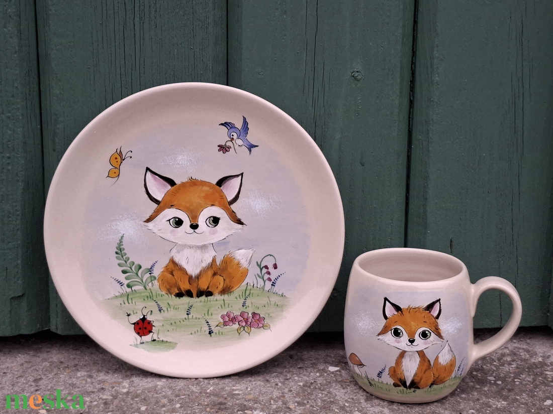 Cuki rókás szett - otthon & életmód - konyhafelszerelés, tálalás - tálalás - tányér & étkészlet - Meska.hu