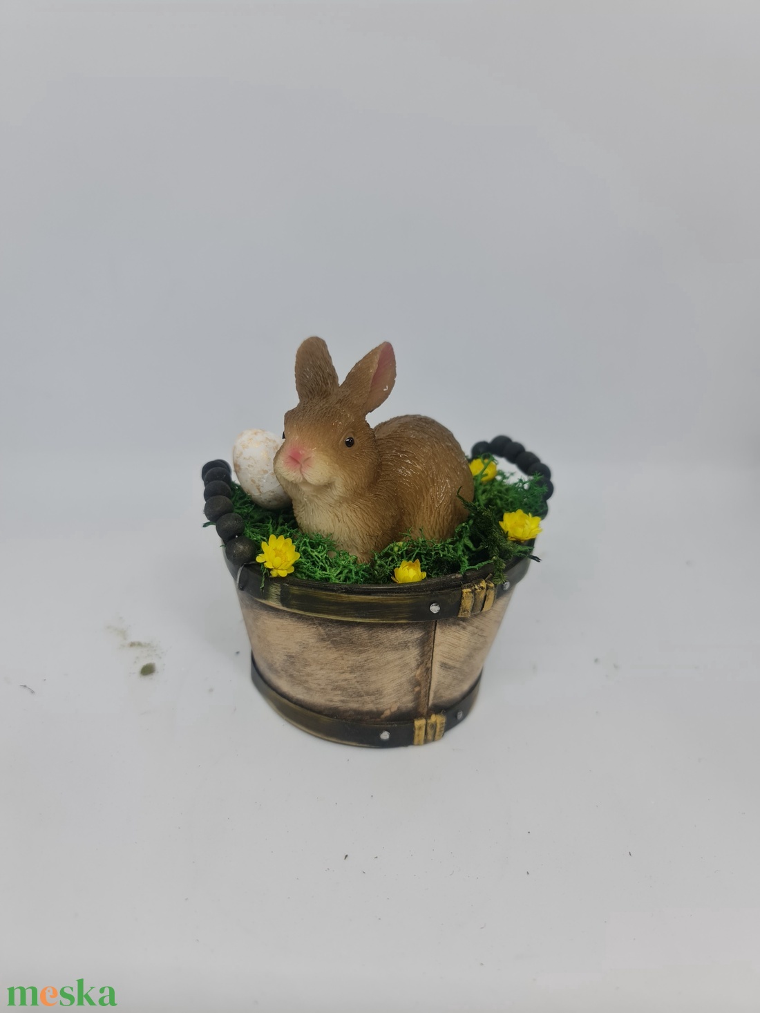 Rusztikus Nyuszi a dézsában � Természetes Tavaszi Asztaldísz - ünnepi díszek, dekorációk - húsvéti díszek és dekorációk - húsvéti asztaldíszek - Meska.hu