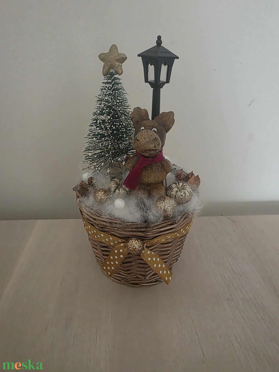 Meleg fénnyel világító szarvasos asztaldísz - karácsony - adventi díszek - adventi asztaldísz - Meska.hu