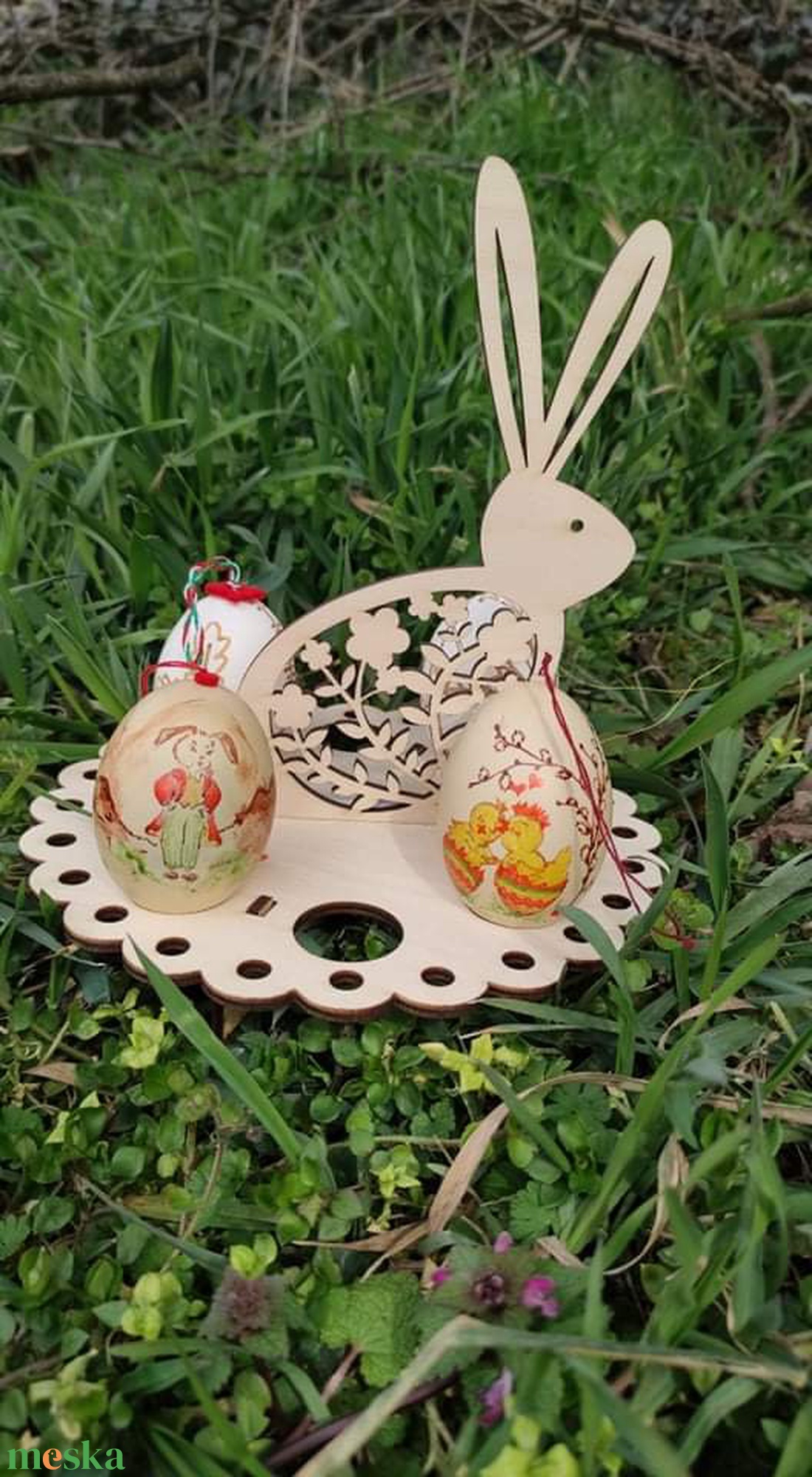Húsvéti nyuszis tojastartó, fészek 8db tojásnak - otthon & lakás - dekoráció - asztal és polc dekoráció - asztaldísz - Meska.hu