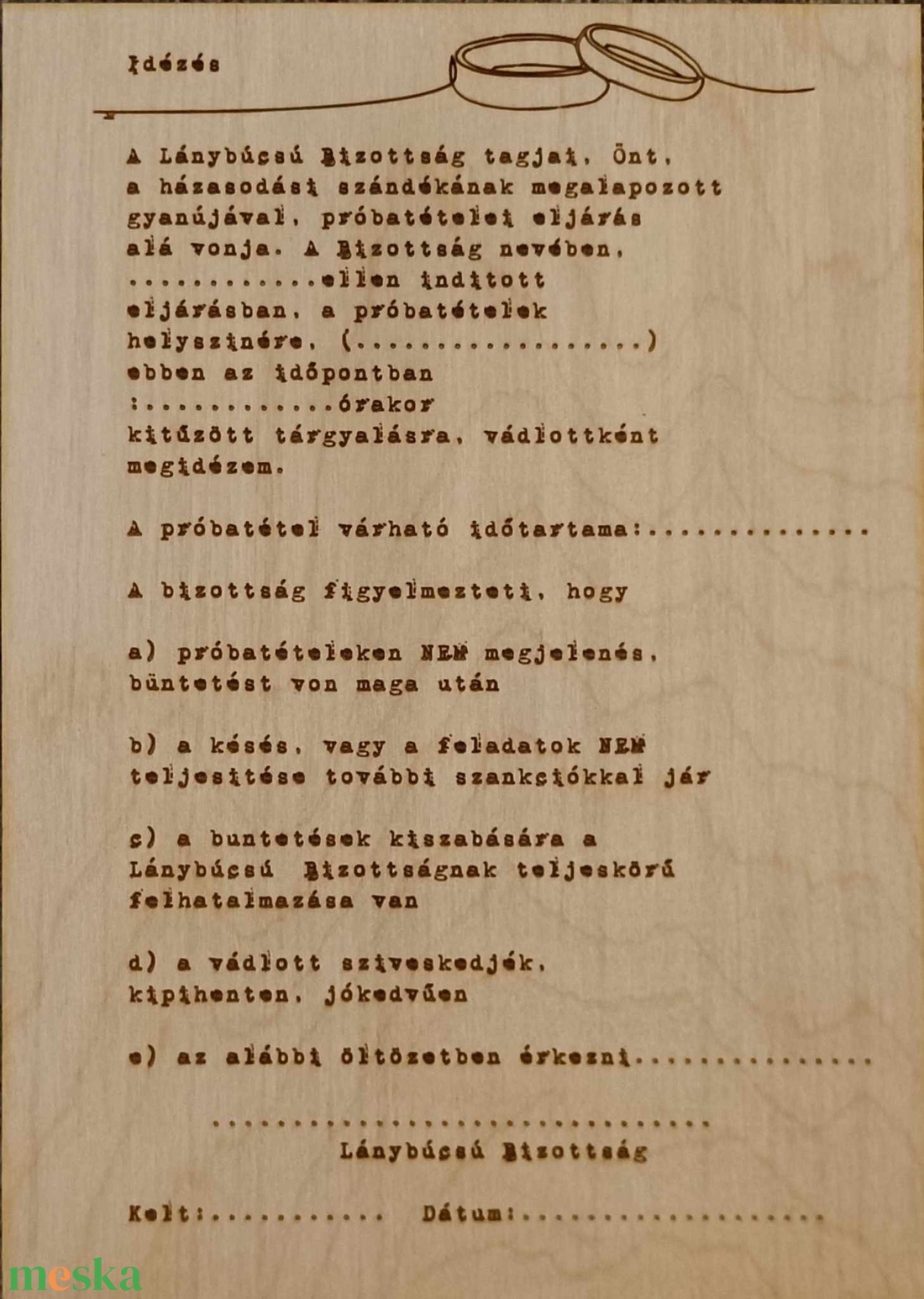 Leánybúcsú, lanybúcsú idézés, oklevél fából, személyre szabva - esküvő - dekoráció - tábla & jelzés - Meska.hu Leánybúcsú, lanybúcsú idézés, oklevél fából, személyre szabva - esküvő - dekoráció - tábla & jelzés - Meska.hu