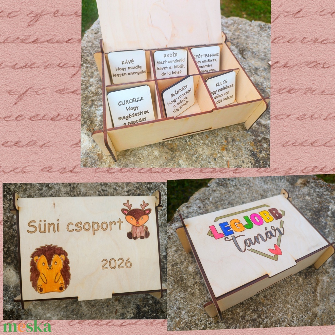 Egyedi, festett fa doboz személyre szabva, vicces doboz, túlélő doboz óvónőnek, tanítónak - otthon & életmód - dekoráció - asztal és polc dekoráció - díszdoboz - Meska.hu