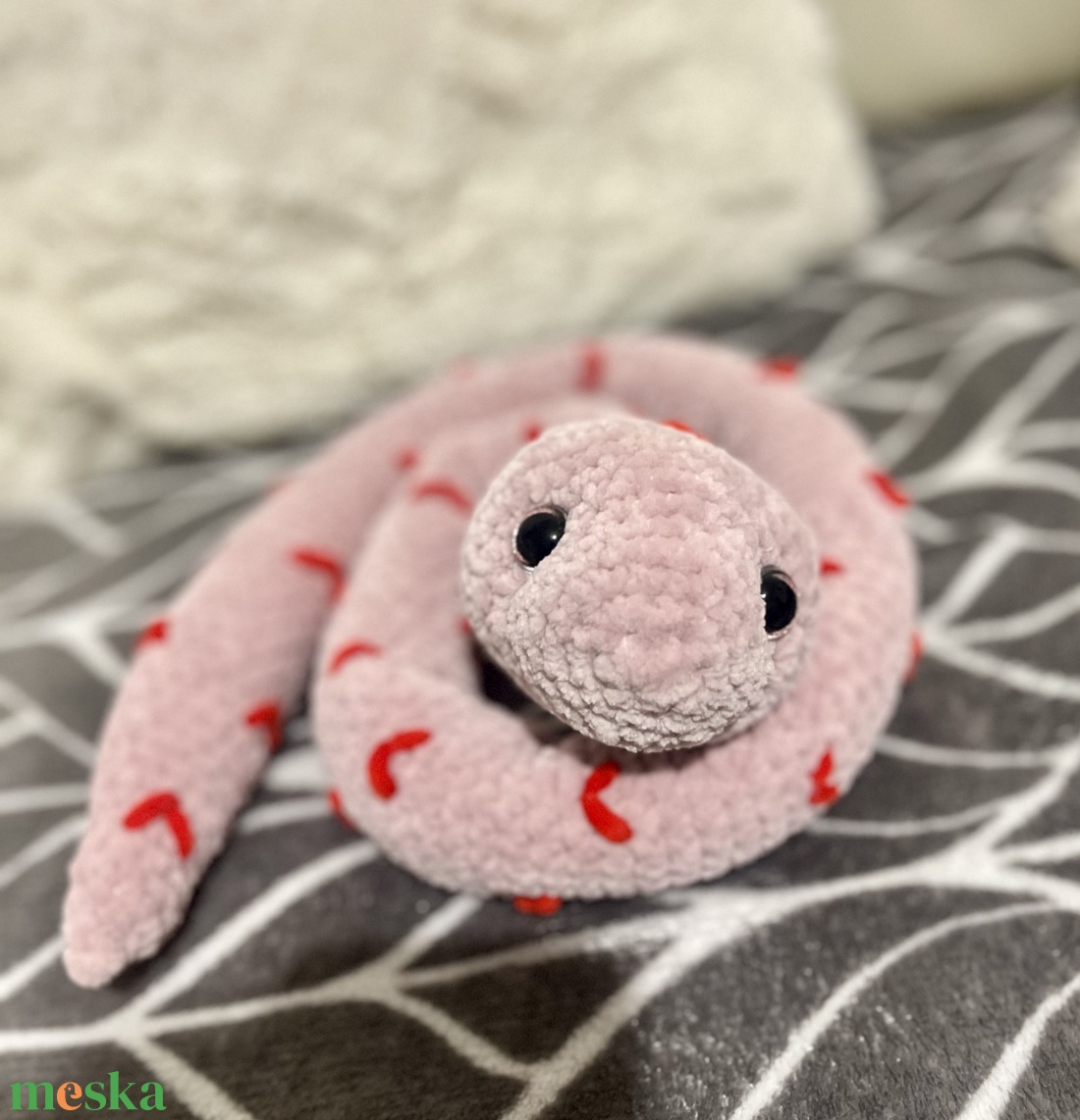 Bújós, pihe-puha horgolt kígyó  - játék & sport - plüssállat & játékfigura - más figura - Meska.hu