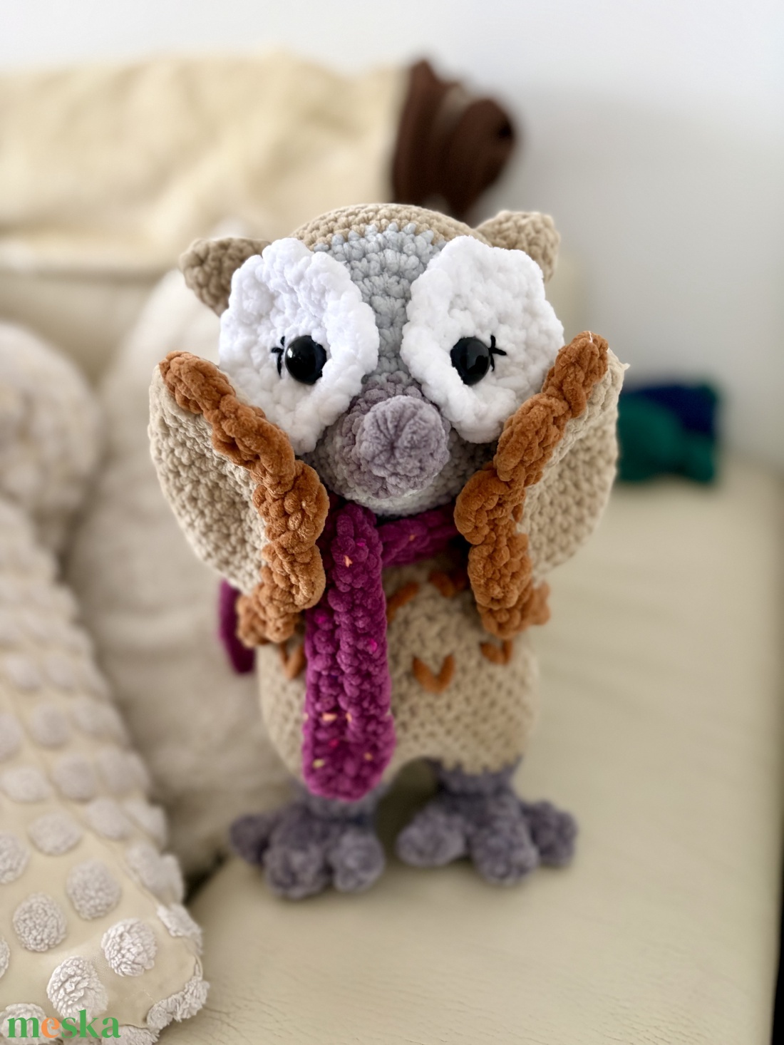  Bíborka Bagoly � kézzel horgolt, sálas amigurumi figura - játék & sport - plüssállat & játékfigura - bagoly - Meska.hu