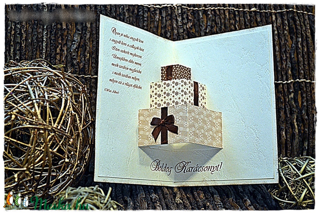 Ajándékok a karácsonyfa alatt Karácsonyi képeslap - karácsony - karácsonyi ajándékozás - karácsonyi képeslap, üdvözlőlap, ajándékkísérő - Meska.hu