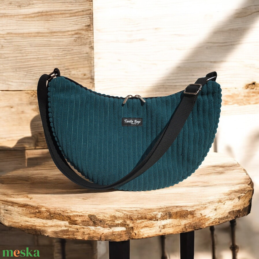 Petrol színű oldaltáska - táska & tok - kézitáska & válltáska - vállon átvethető táska - Meska.hu