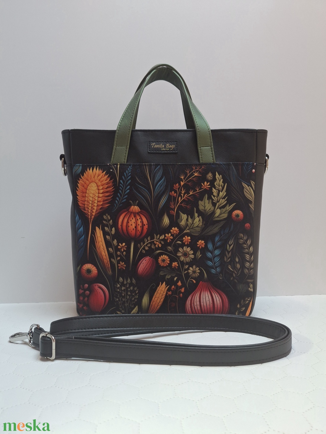 Virág mintás kézi és válltáska - táska & tok - kézitáska & válltáska - vállon átvethető táska - Meska.hu