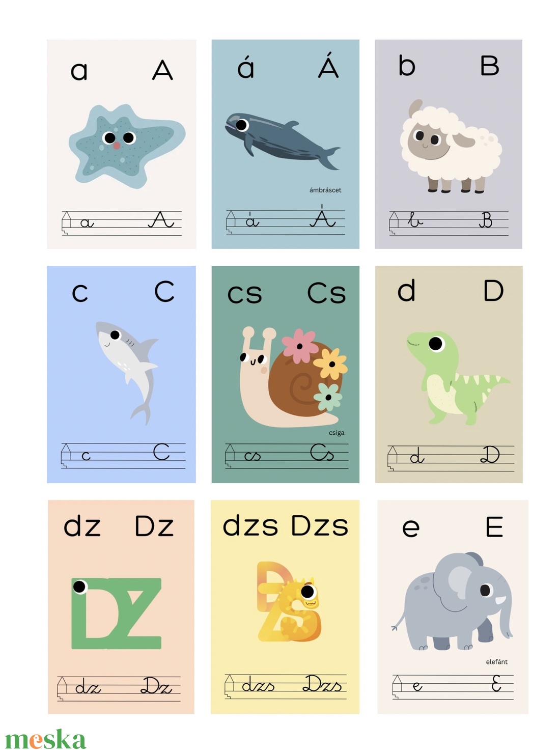 Teljes magyar ABC nyomtatható hívókártyák (44 db) - játékötletekkel - játék & sport - táblajáték és kártyajáték - kártya - Meska.hu