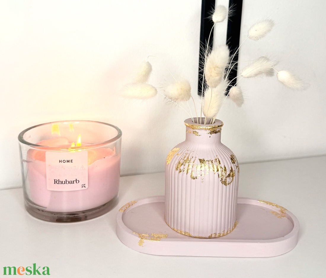 Púderrózsaszín dekor szett - otthon & életmód - dekoráció - asztal és polc dekoráció - asztaldísz - Meska.hu