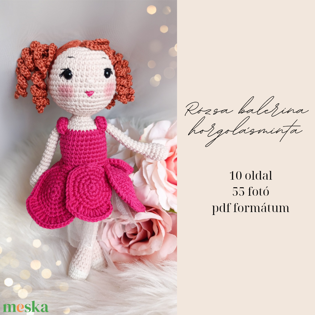 Rózsa balerina baba horgolásminta amigurumi - diy (csináld magad) - szabásminta, útmutató - horgolási minta - Meska.hu Rózsa balerina baba horgolásminta amigurumi - diy (csináld magad) - szabásminta, útmutató - horgolási minta - Meska.hu