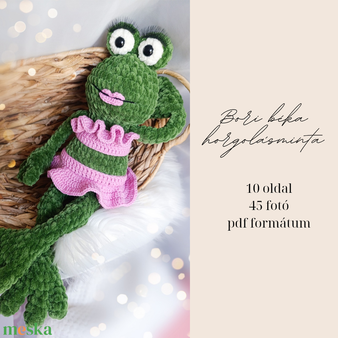 Bori plüss béka horgolásminta amigurumi - diy (csináld magad) - szabásminta, útmutató - horgolási minta - Meska.hu Bori plüss béka horgolásminta amigurumi - diy (csináld magad) - szabásminta, útmutató - horgolási minta - Meska.hu