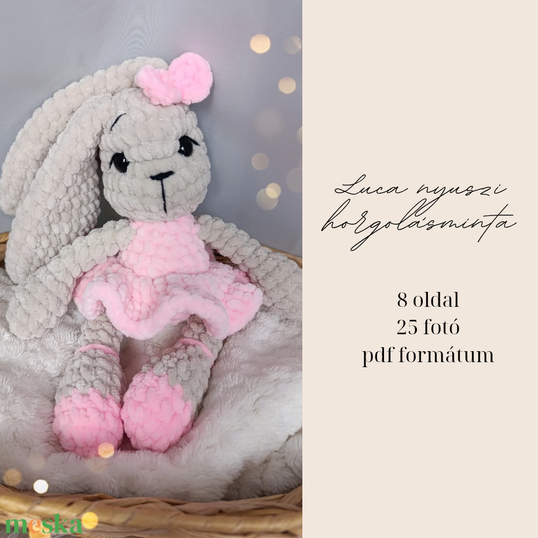 Luca plüss nyuszi horgolásminta amigurumi - diy (csináld magad) - szabásminta, útmutató - horgolási minta - Meska.hu Luca plüss nyuszi horgolásminta amigurumi - diy (csináld magad) - szabásminta, útmutató - horgolási minta - Meska.hu