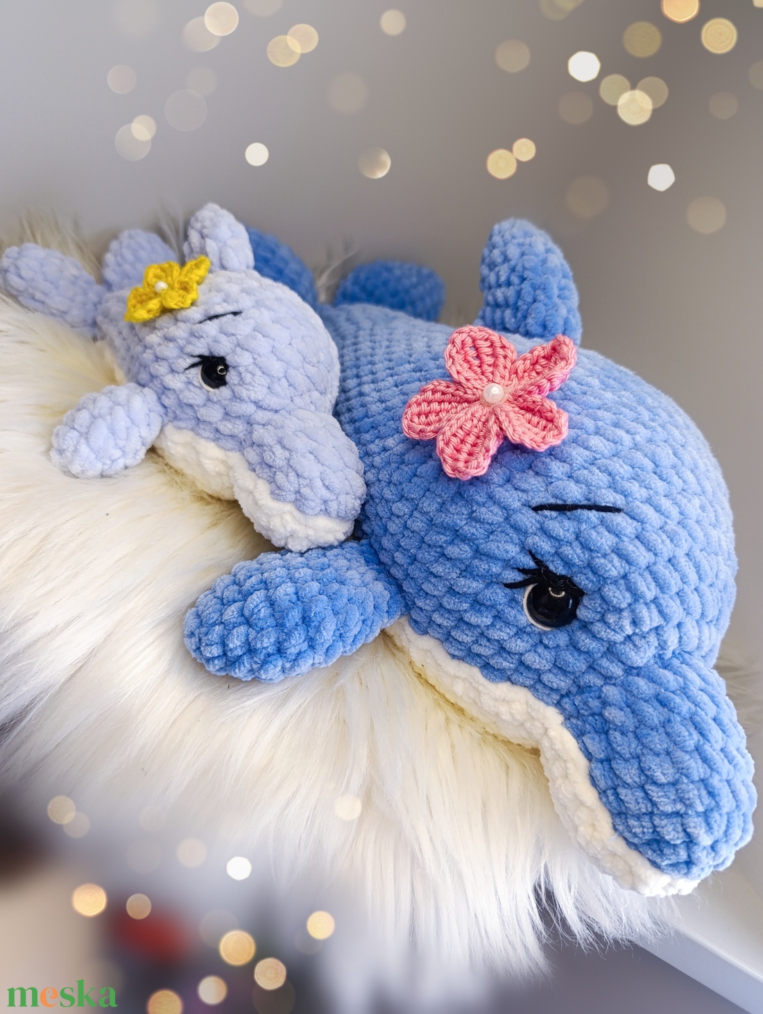 Korall és Luna horgolt plüss delfin horgolásminta amigurumi  - diy (csináld magad) - szabásminta, útmutató - horgolási minta - Meska.hu