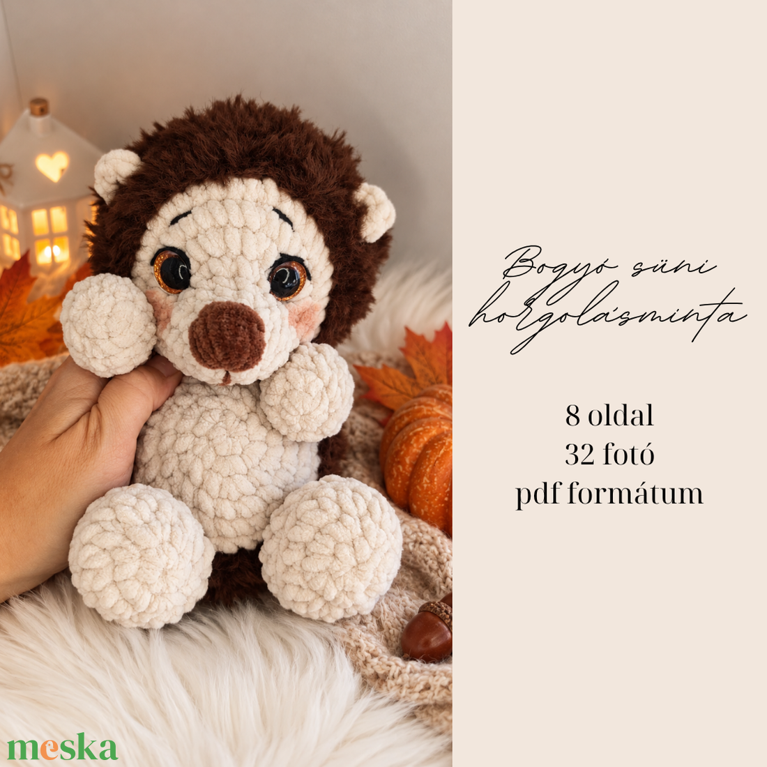 Bogyó plüss süni horgolásminta amigurumi - diy (csináld magad) - szabásminta, útmutató - horgolási minta - Meska.hu