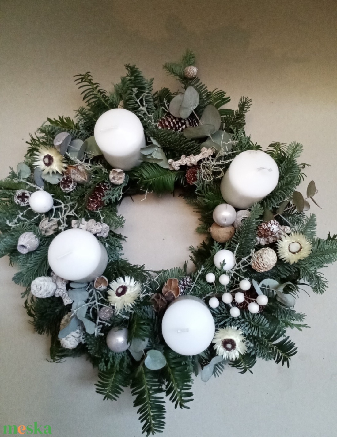 Adventi koszorú örökzöld - karácsony - adventi díszek - adventi koszorú - Meska.hu