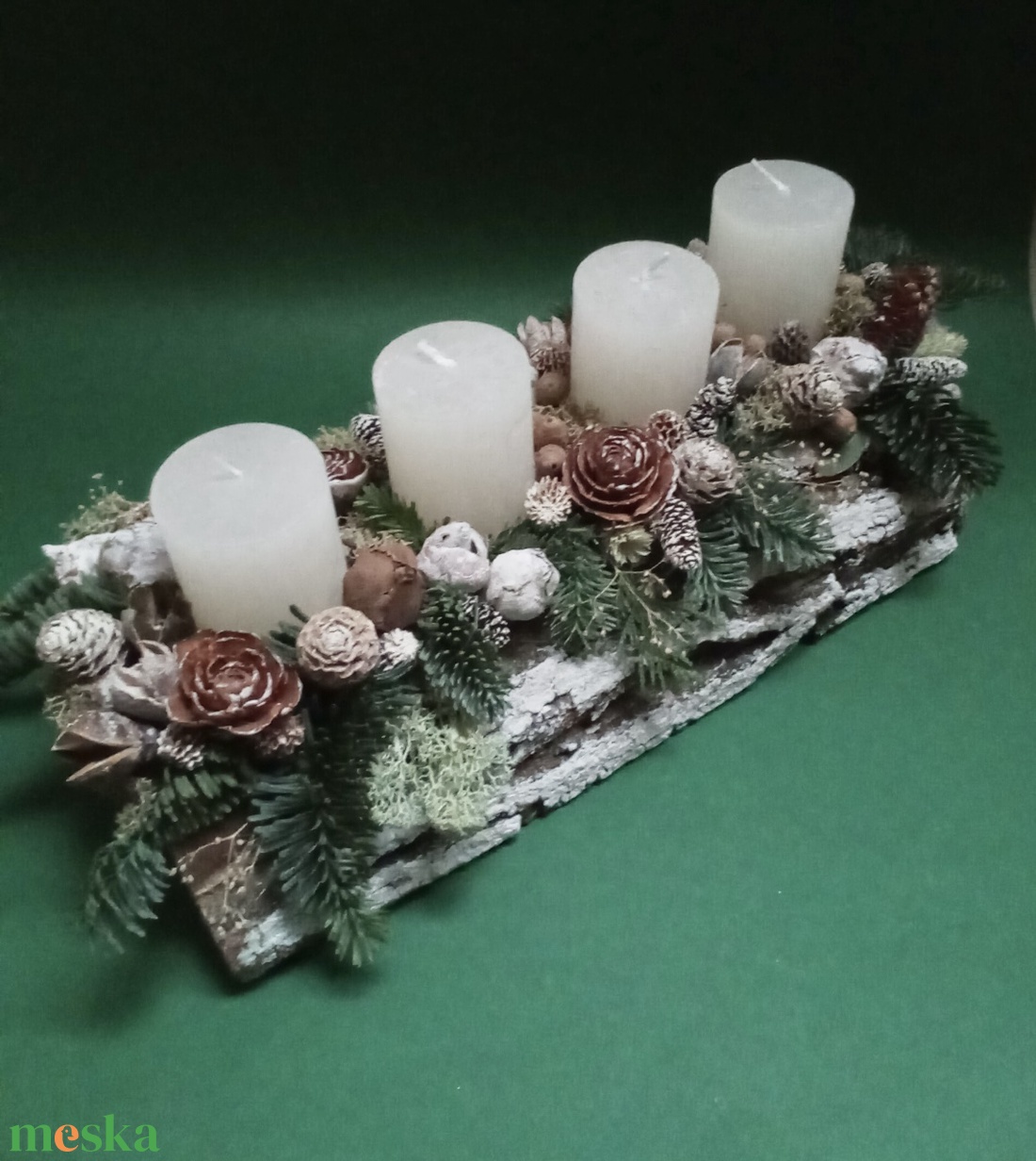 Fatörzs adventi asztaldísz, dekoráció - karácsony - adventi díszek - adventi koszorú - Meska.hu