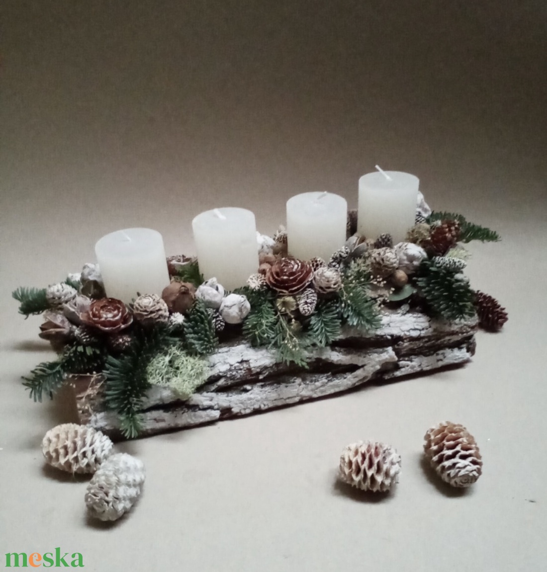Fatörzs adventi asztaldísz, dekoráció - karácsony - adventi díszek - adventi koszorú - Meska.hu