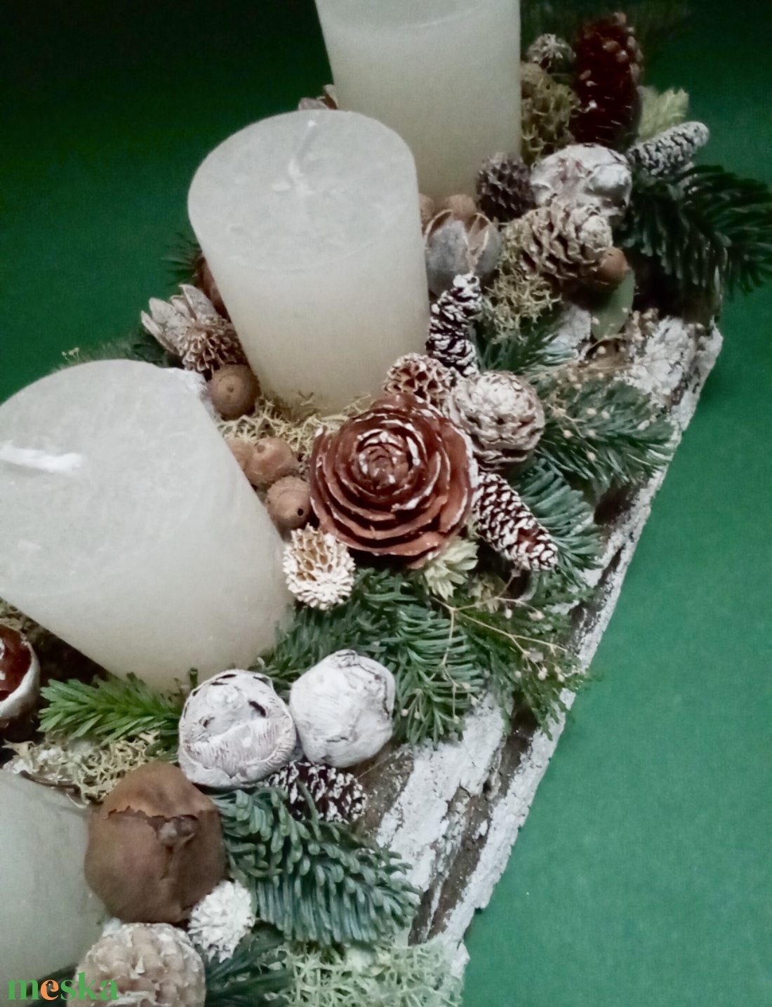 Fatörzs adventi asztaldísz, dekoráció - karácsony - adventi díszek - adventi koszorú - Meska.hu