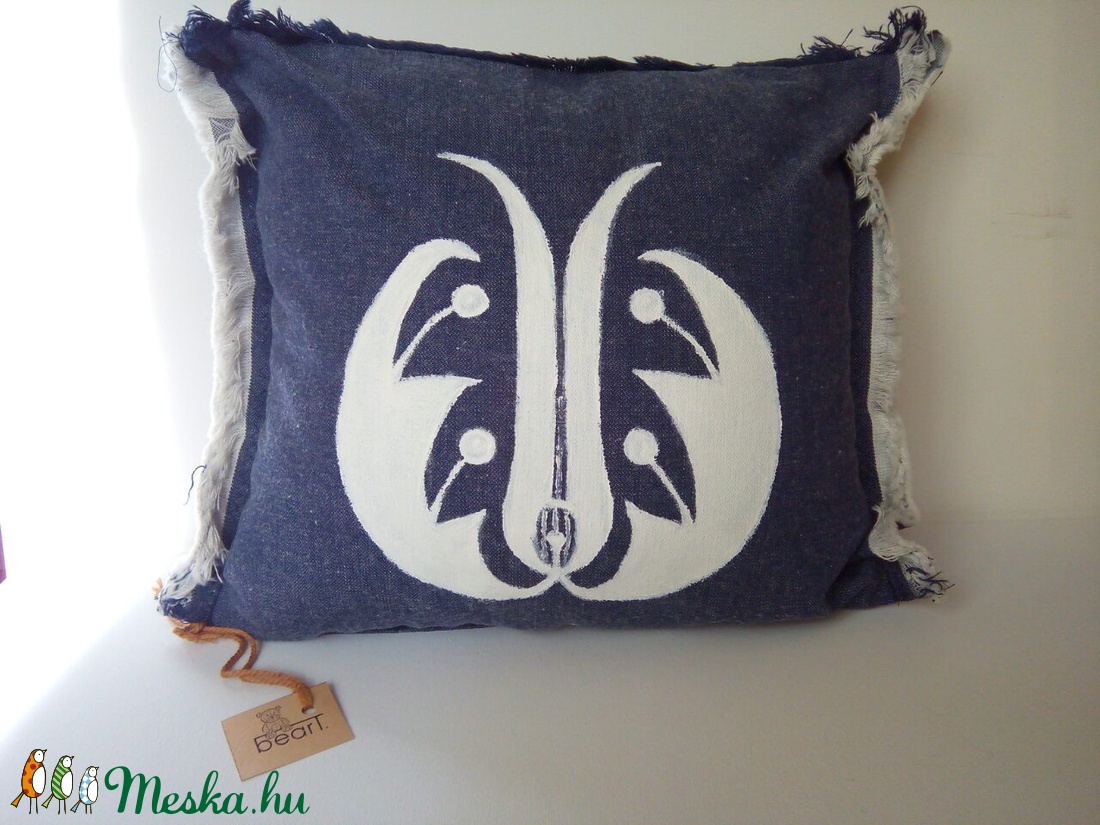 Kalotaszegi mintával festett farmer díszpárna -  - Meska.hu