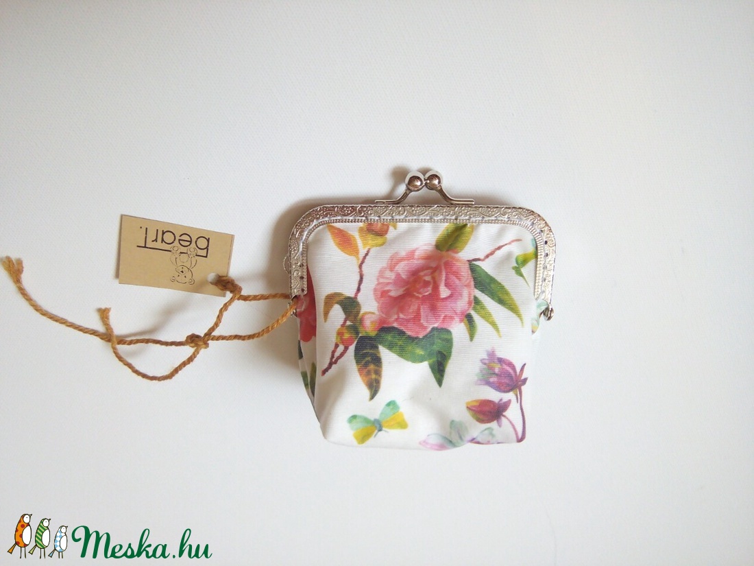 Virágos, madárka mintás pénztárca  - táska & tok - pénztárca & más tok - aprópénztartó - Meska.hu