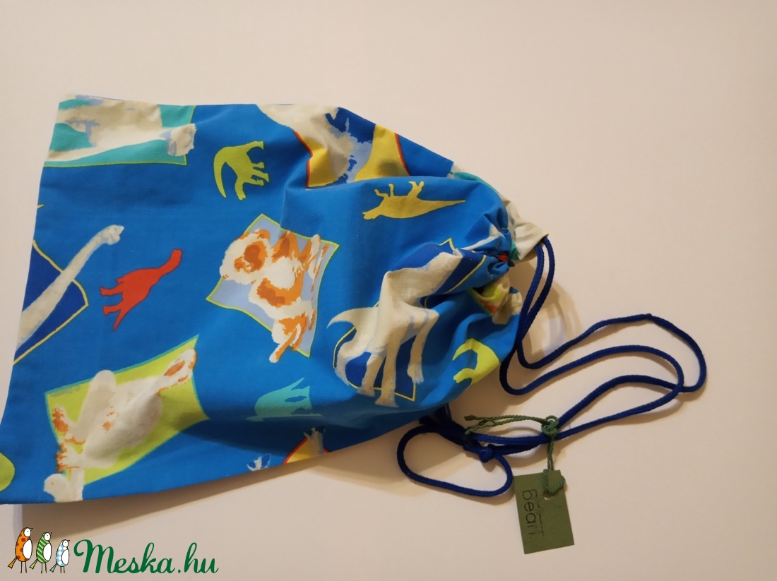 Kék dinoszaurusz mintás tornazsák fiúknak -  - Meska.hu