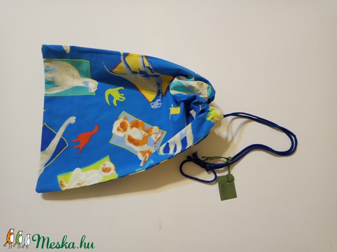 Kék dinoszaurusz mintás tornazsák fiúknak -  - Meska.hu