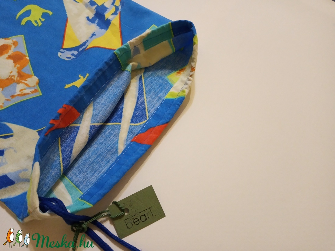 Kék dinoszaurusz mintás tornazsák fiúknak -  - Meska.hu