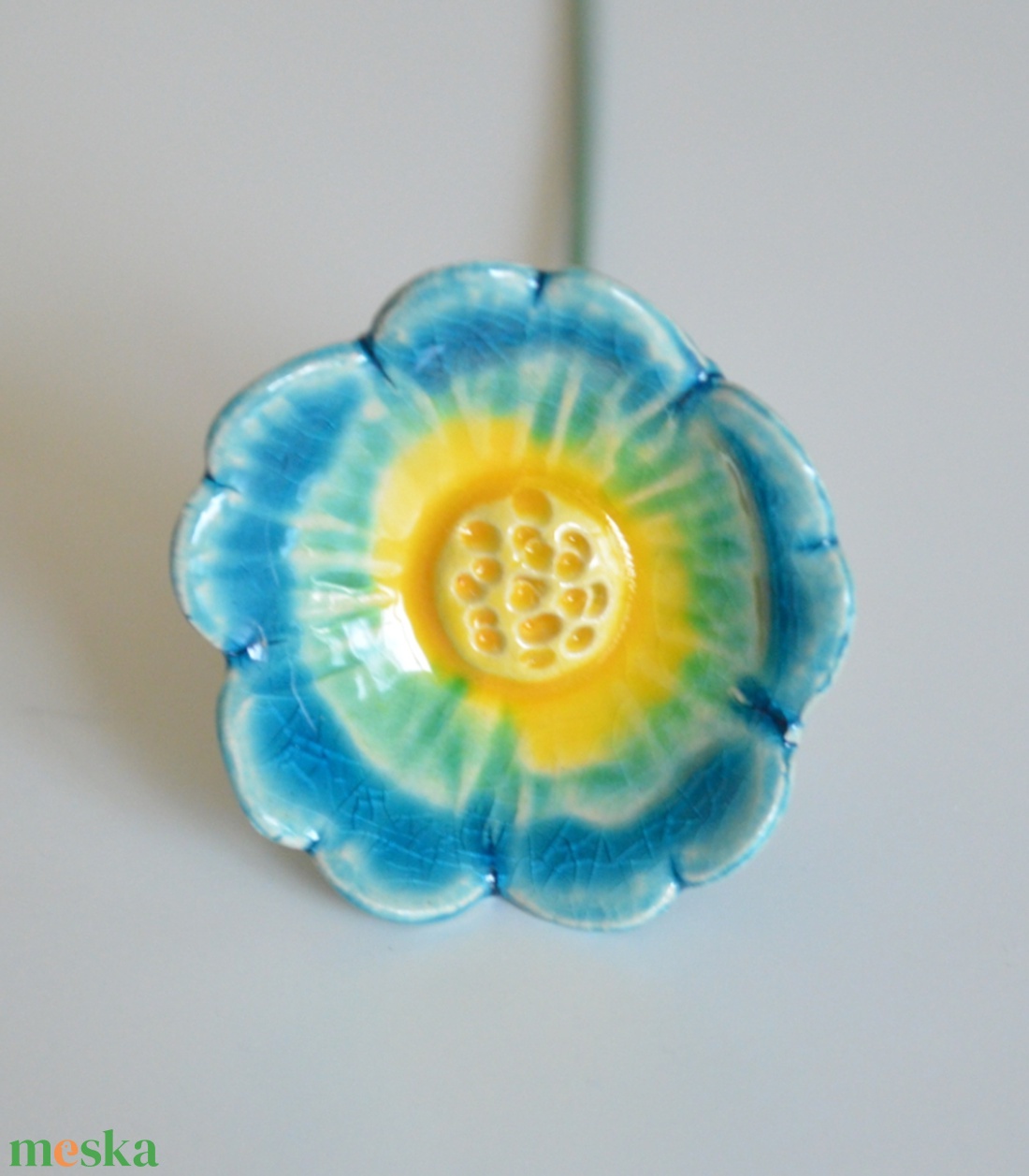 Kerámia virágcsokor, kék - otthon & életmód - virágdekoráció - virágok - virágcsokor - Meska.hu