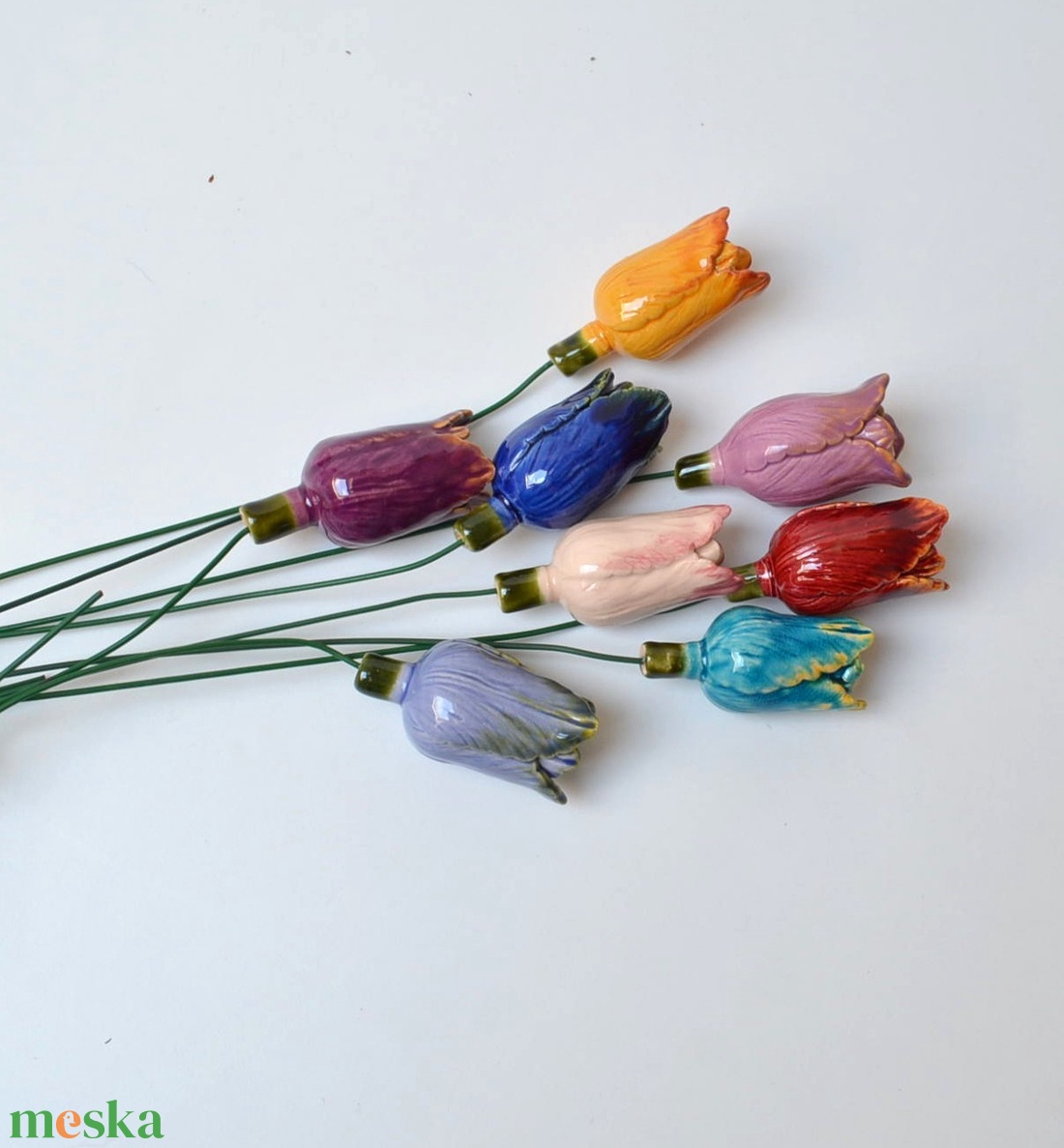 Tulipán kerámia virág, kézműves kerámia virág - otthon & életmód - virágdekoráció - virágok - szálas virág - Meska.hu