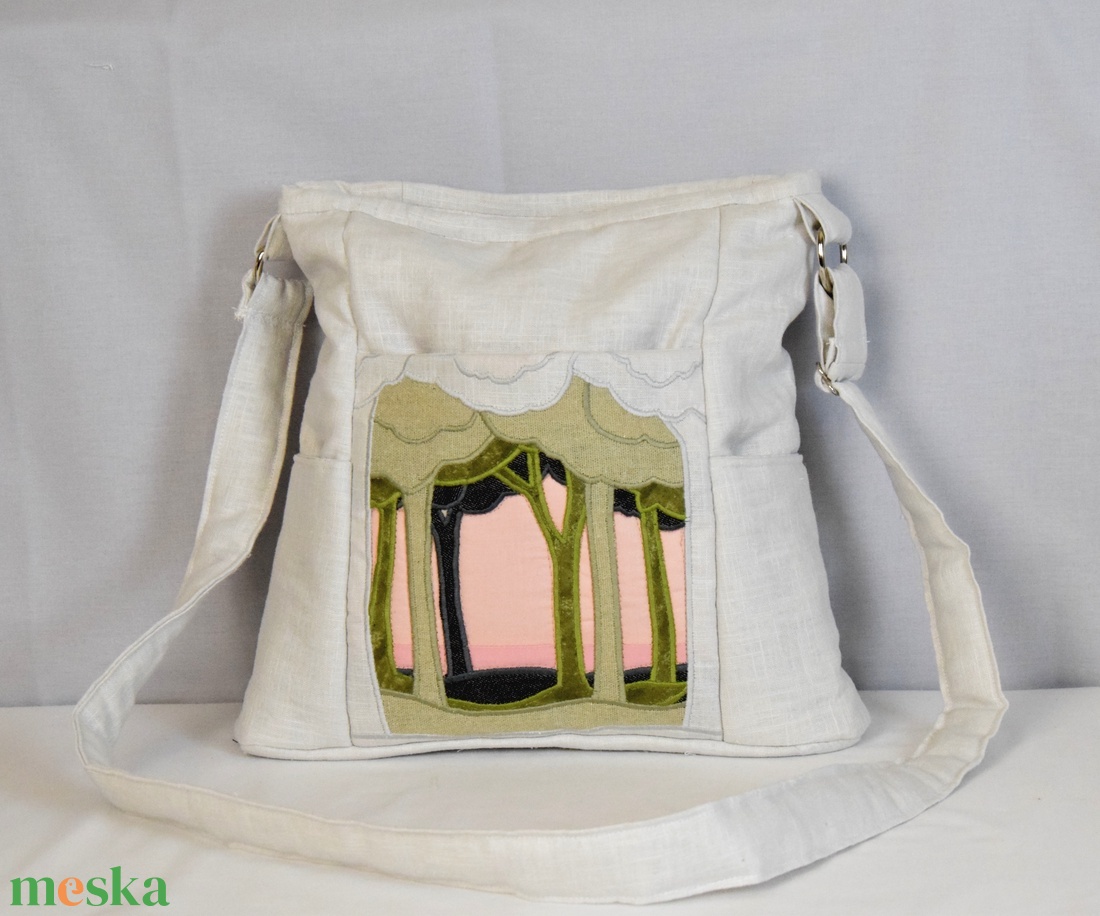 Táska, len női válltáska különlegesség, egyedi cross body, vállon átvethető , divatszín egyvelegből, nőknek, szülinapra - táska & tok - kézitáska & válltáska - vállon átvethető táska - Meska.hu