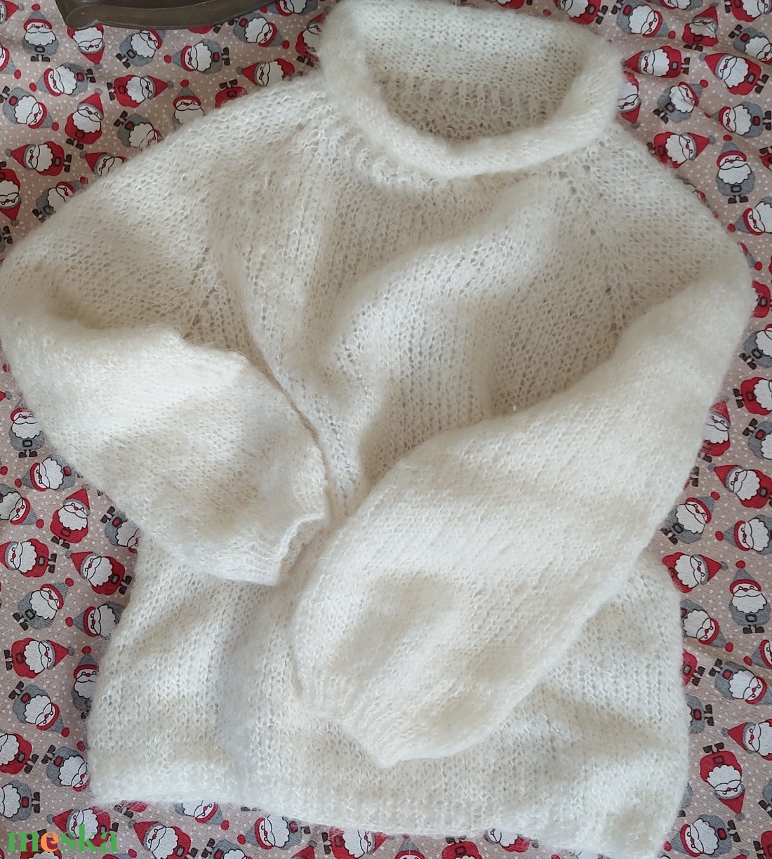 Fehér felhő. mohair pulóver. Kézzel kötött. - ruha & divat - női ruha - pulóver - Meska.hu