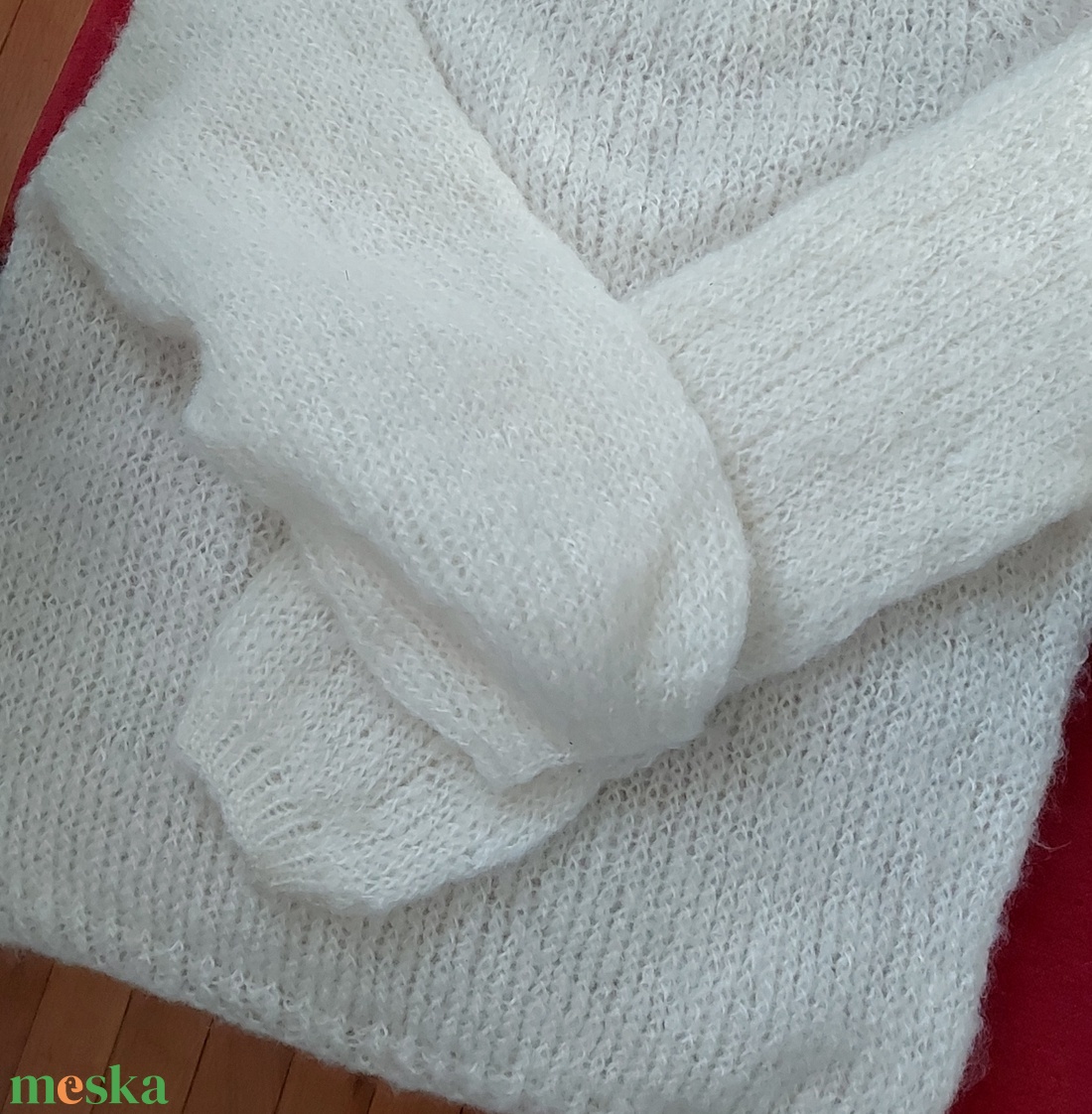 Fehér felhő. mohair pulóver. Kézzel kötött. - ruha & divat - női ruha - pulóver - Meska.hu