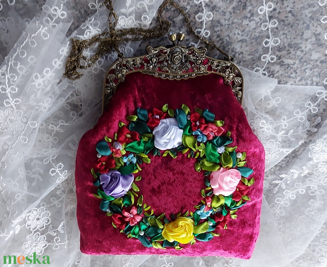 Bordó kézitáska rózsákkal. - táska & tok - kézitáska & válltáska - kézitáska - Meska.hu
