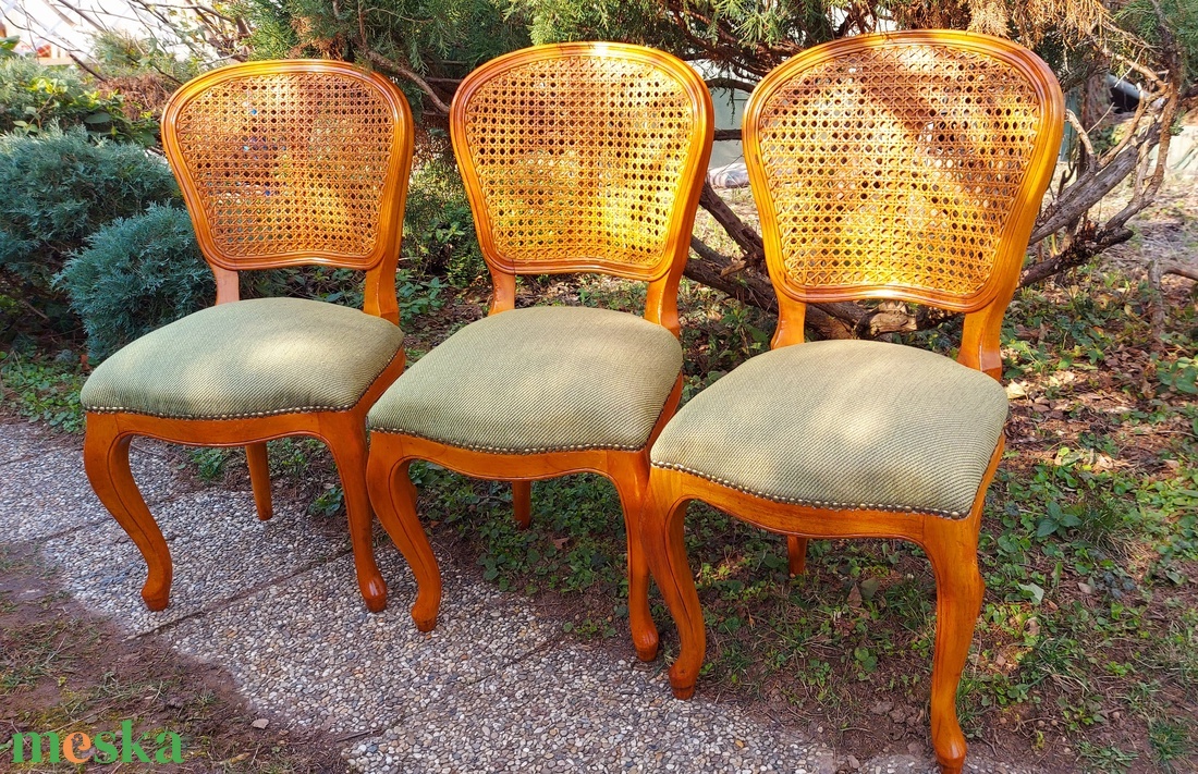 6 db vintage, francia stílusú nád háttámlás szék � felújítva - otthon & életmód - bútor - szék & fotel - Meska.hu