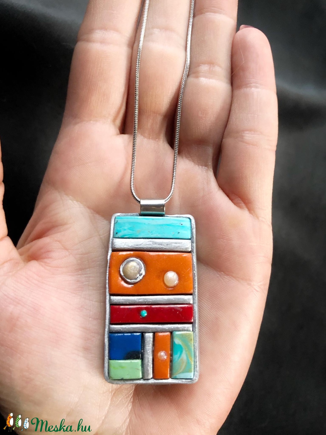 Antik hatású mozaik medál - ékszer - nyaklánc - medálos nyaklánc - Meska.hu