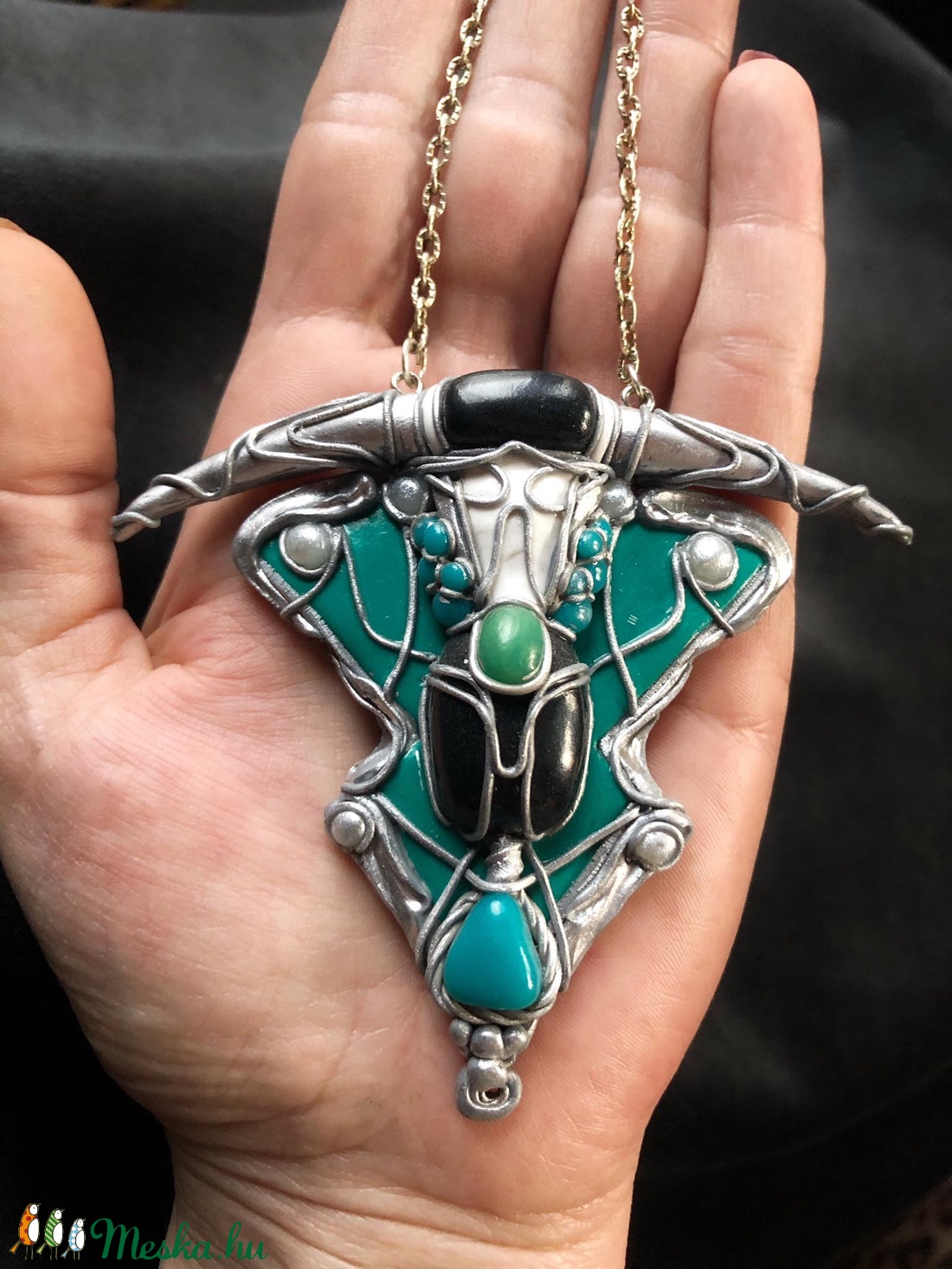 Szkarabeusz nyaklánc - ékszer - nyaklánc - medálos nyaklánc - Meska.hu