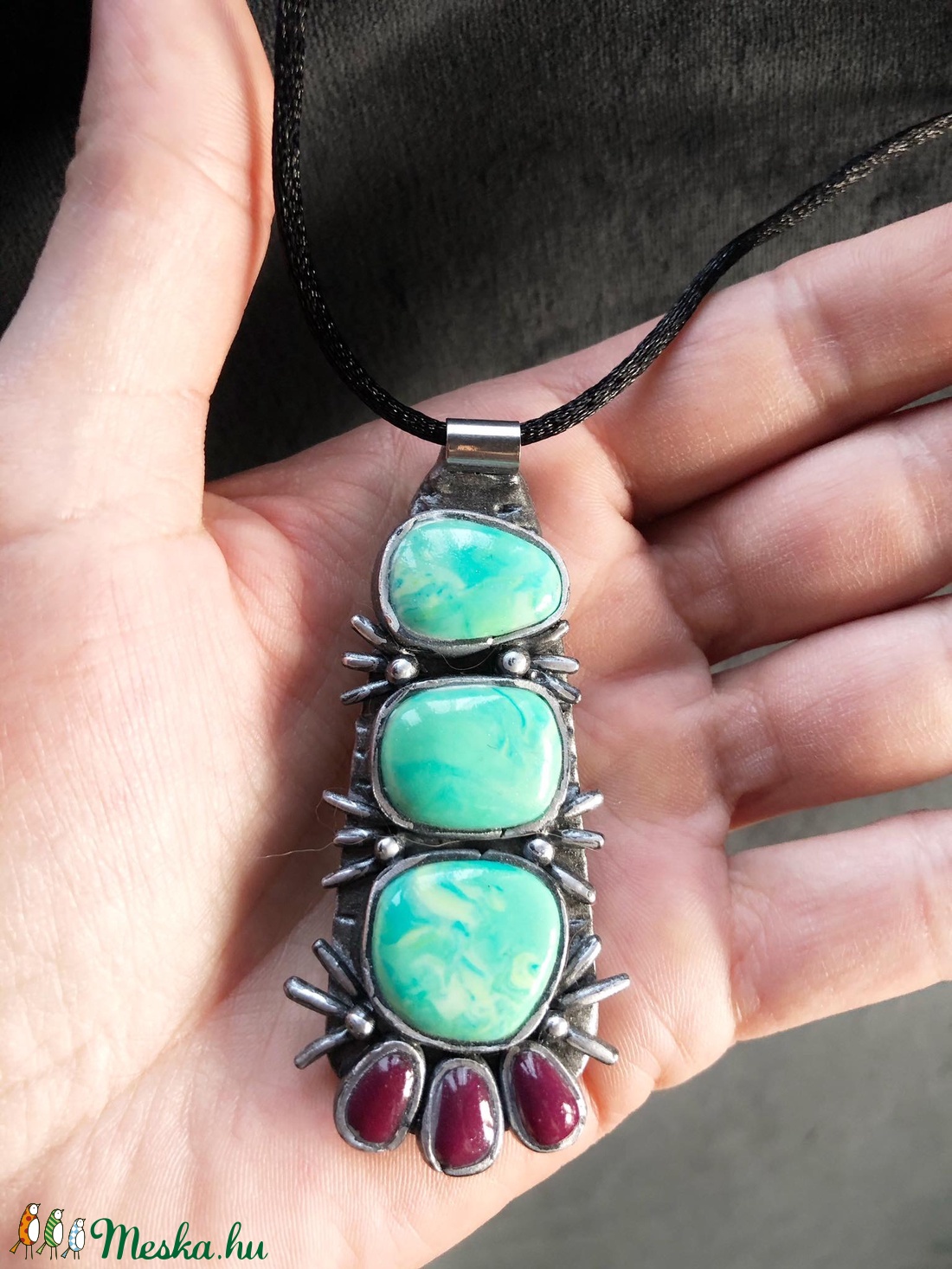 Antik hatású türkiz medál - ékszer - nyaklánc - medálos nyaklánc - Meska.hu