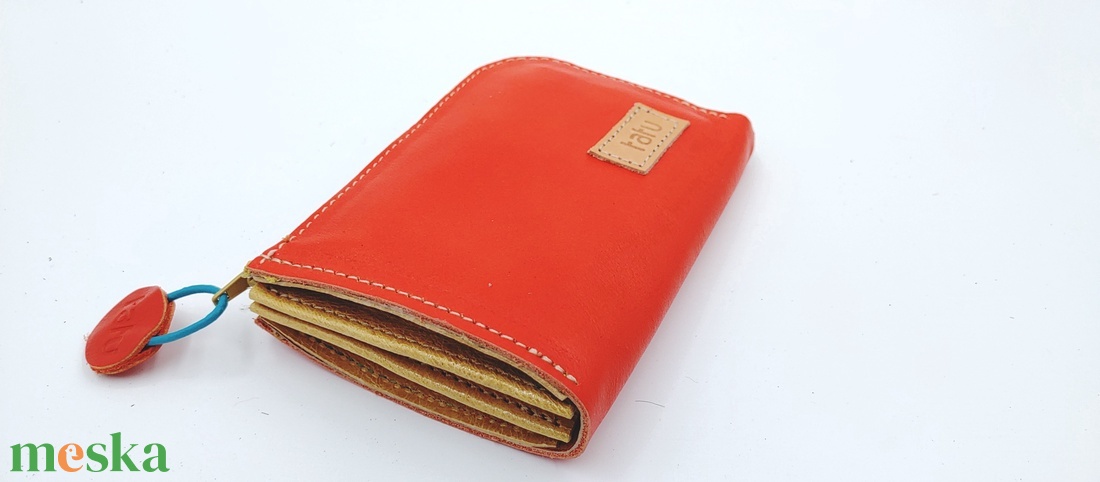 tatu Mini arany bőr pénztárca kártyatartó - táska & tok - pénztárca & más tok - pénztárca - női pénztárca - Meska.hu