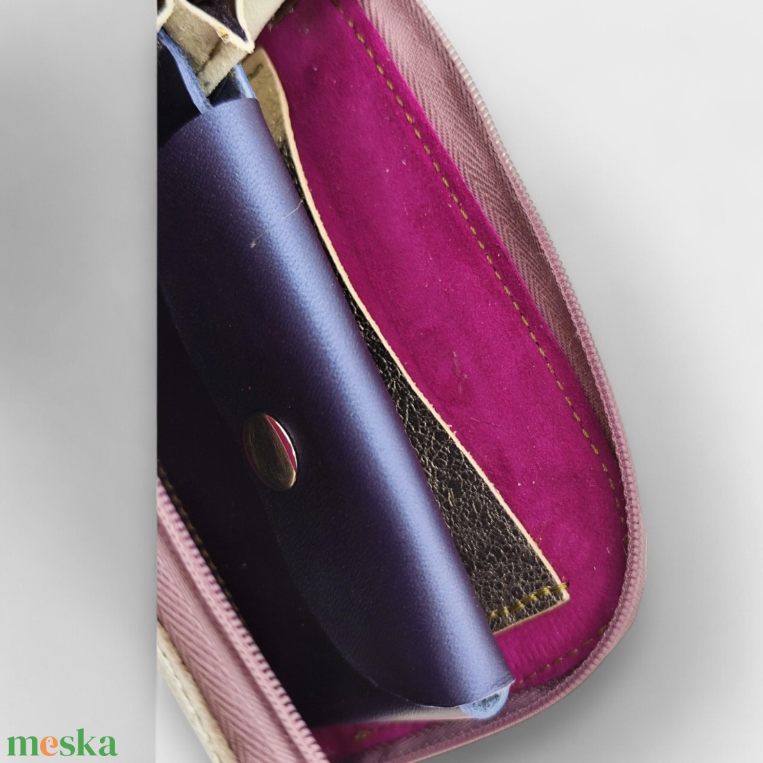 tatu Mini bőr pénztárca kártyatartó - táska & tok - pénztárca & más tok - pénztárca - női pénztárca - Meska.hu