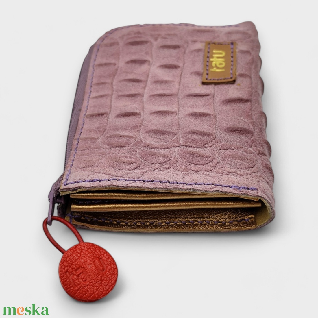 tatu Mini bőr pénztárca kártyatartó - táska & tok - pénztárca & más tok - pénztárca - női pénztárca - Meska.hu